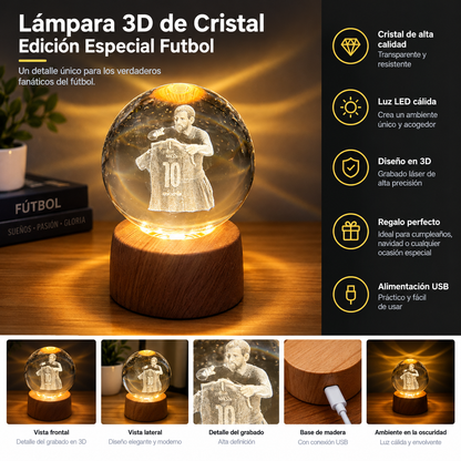 Lámpara 3D de Cristal | El Regalo Perfecto para un Hincha