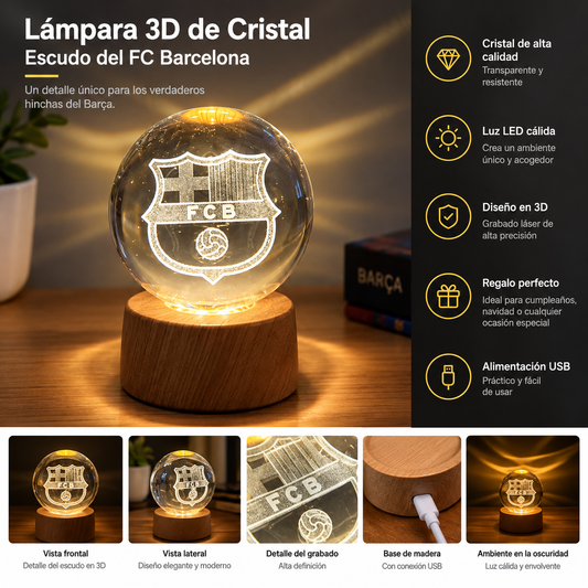 Lámpara 3D de Cristal | El Regalo Perfecto para un Hincha